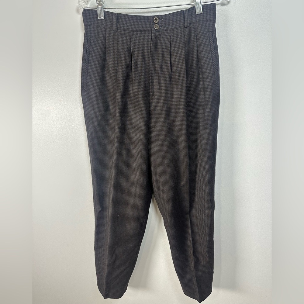 Vintage Alanni by Donnybrook blue & green/brown houndstooth trousers Size 12 90s